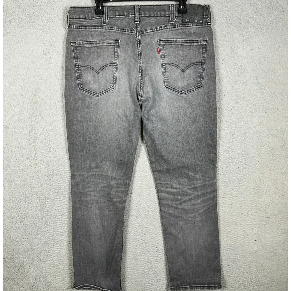 Levis 514 Jeans Mens 38X30 Grey Straight Fit Distressed 5 Pocket Stretch Denim